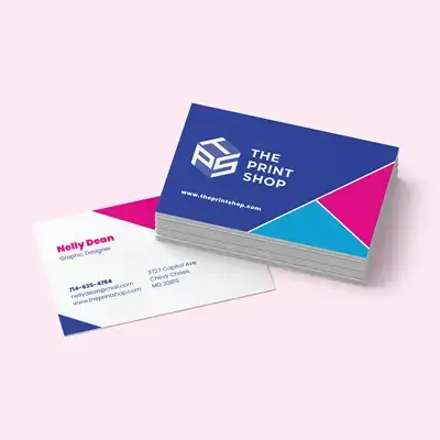 Business card design from Print Shop Solutions featuring a professional layout and vibrant colors