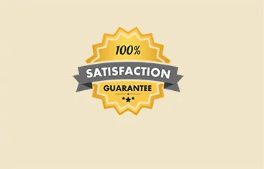 Stamp of 100% Satisfaction Guarantee on all products