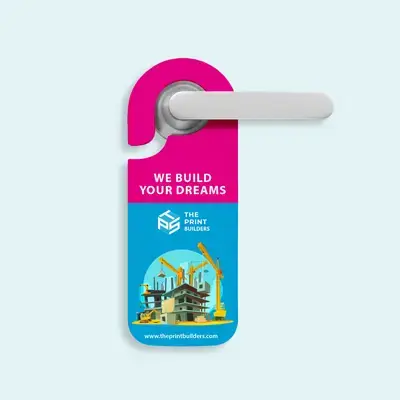 A collection of colorful Door Hangers ready for marketing purposes