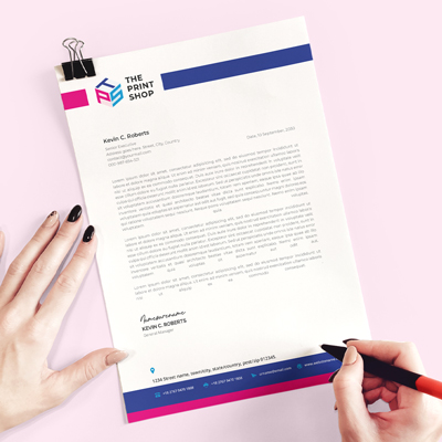 Letterhead product image illustrating a stylish business stationery design.