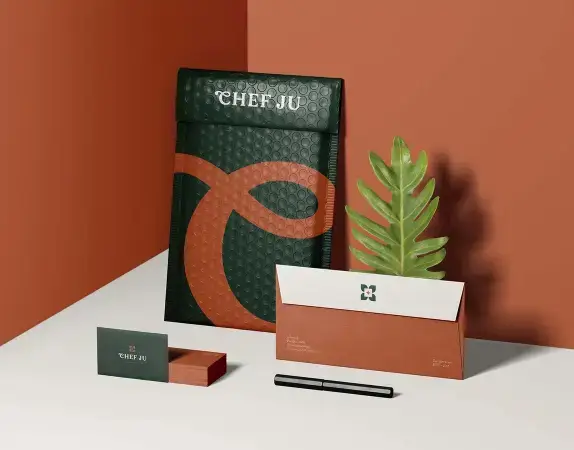 A collection of professional business stationery products.