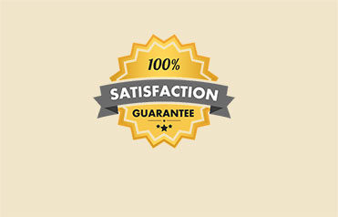 Stamp of 100% Satisfaction Guarantee on all products